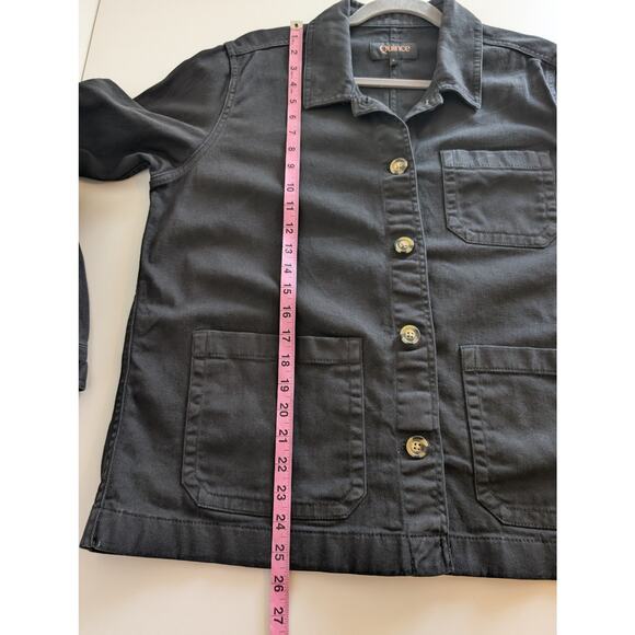 Quince Chore Jacket Organic Comfort Stretch Shacket Denim Oversized Black Size L - Picture 12 of 12